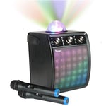 Portable Karaoke Machine & Speaker with Wireless Microphone & Disco Party Light. Mr Entertainer MoonboX (2 x Wireless Microphones)