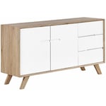 Commode Buffet Effet Bois avec Compartiments à Portes et 3 Tiroirs Meuble de Rangement Élégant pour Chambre ou Salon au Style Scandinave Beliani