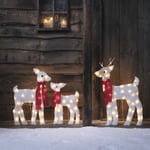 Lights4fun Outdoor Christmas Set of 3 Snowy Reindeer Light Up Figures 100 LED