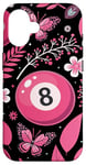 Coque pour iPhone 16 Retro Pink Lucky Disco 8 Ball For Women