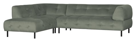 WOOOD Lloyd Sofa m. chaiselong, venstrevendt - Grønn fløyel