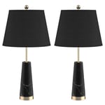 SOGA 2X 68cm Black Marble Bedside Desk Table Lamp Living Room Shade with Cone Shape Base - Lamps - TableLampG68X2