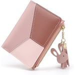 Små plånböcker för kvinnor, tofsar PU-läder mynt dragkedja ficka plånbok för flickor med kaninformade metall tofsar hänge plånbok