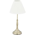 Relaxdays - Lampe de table, abat-jour, E14, salon et chambre à coucher, veilleuse en métal, HlP 43 x 21 cm,blanc/doré