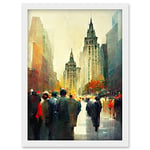 Doppelganger33 LTD Autumn On Wall Street New York City Painting Artwork Framed Wall Art Print A4