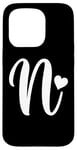 iPhone 15 Pro white letter N monogram initial minimalist heart graphic Case