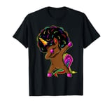 Dabbing Unicorn Afro Natural Hair Black Girl Unicorn T-Shirt