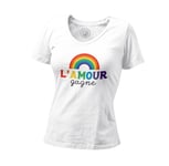 T-Shirt Femme Col V L'amour Gagne Lgbtq+ Gay Lesbien Pride