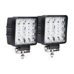 2x 48W Phare de Travail Carre a Leds dc 12V-24V Quad Camion Bateau Tracteur Offroad Impermeable IP67 - Einfeben