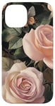 Coque pour iPhone 14 Rose rose foncé élégant motif fleurs