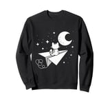 Cat Fly Me to the Moon Paper Plane Moon Cute Sweatshirt