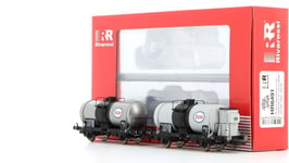 HR6491 Rivarossi Set 2 Wagons Citerne De 27m3 2 Axes Type Mbe , Logos Esso, FS