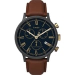 Mens Wristwatch TIMEX WATERBURY TW2U88200 Chrono Leather Brown Blue