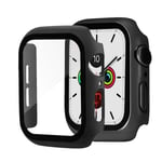 Glas+ cover För Apple Watch Case 44 mm 40 mm Iwatch 42 mm 38 mm Skärmskydd + stötfångare Tillbehör för Applewatch Series 5 4 3 Se 6 44mm series 654 SE black