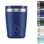 Chilly's Original Tasse à Café - Tasses de Voyage Réutilisables avec Couvercle - Pour Boissons Froides/Chaudes - Tasse Isotherme à Double Paroi Isolée Sous Vide - Acier inoxydable - 340ml - Bleu Mat