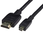 Amazon Basics Micro HDMI to HDMI Display Cable, 18Gbps High-Speed, 4K@60Hz, 2160p, 48-Bit Color, Ethernet Ready, 1.8 m, Black