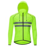 Kstyhome Hommes Coupe-Vent à Capuche Veste de Cyclisme Respirant Haute visibilité réfléchissant vélo vélo équitation Sport Manteau Veste