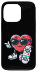 Coque pour iPhone 13 Pro Skateboard patineur coeur Saint-Valentin