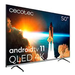 Cecotec QLED 50" Smart TV V1 Série VQU10050S. 4K UHD, Android 11, Frameles Design, MEMC, Dolby Vision et Dolby Atmos, Large Gamme de Couleurs, modèle 2023