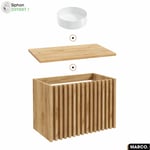 Otitec - Ensemble meuble sous vasque avec vasque à poser - Siphon offert marco oak 80 x 56 x 45 cm