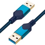 Câble Usb 3.0 Mâle Vers Mâle,Câble De Donnees Haute Vitesse Usb A Vers Usb A Compatible Avec Disque Dur/Refroidisseur D'Ordinateur Portable/Decodeur/Lecteur Dvd/Tv/Appareil Photo(0,3M,Bleu)