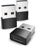 Noir Adaptateur USB c vers USB Pack de 3 Compatible avec iPhone 13 12 Pro Max iPad Air 6 Apple Watch Series 7 AirPods 3 Samsung Galaxy