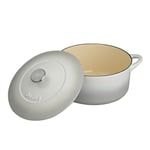 Denby - Natural Canvas White Cast Iron Casserole Dish - Dutch Oven, Oven Safe Pot, Enamelled - 26cm, 5.4L Capacity - Round