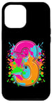 Coque pour iPhone 15 Plus T-shirt 3ème anniversaire pour filles et garçons. Éclaboussures de peinture de 3 ans