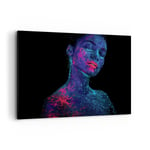 Impression sur Toile 100x70cm Tableaux Image Photo Femme Ultraviolet Paillettes