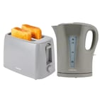 Geepas 2200W 1.7L  Kettle & 650W 2 Slice Bread Toaster Kitchen Combo Set Grey