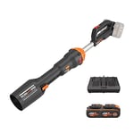 WORX - Souffleur sans Fil - Moteur Brushless - 2x Batterie WORX 20v 4 Ah et Chargeur Double - Pour Grandes Surfaces - 266km/h - 1 053 m³/h - Compatible avec Outils Powershare - WORX WG585E