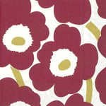 Marimekko Unikko, dark red gold floral cocktail napkins 20 pk 25cm sq 3ply