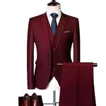 (Veste+Pantalon+Gilet)Costume Homme 3 Pièces Mariage Business Slim Fit Smoking Simple Poitrine À Deux Boutons, Men Suits 3 Piece Pour Fête Confort Blazer