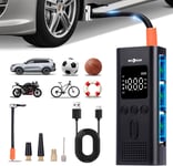 Compresseur à Air Portatif 6000mAh Gonfleur Pneus Voiture sans Fil 150PSI Mini Pompe avec Lumière LED Affichage Numérique et Port C USB Electrique Compresseur pour Voiture, Moto, Vélo, Balle.[V61]