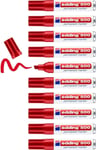 Edding 500 permanent marker - red - 10 pens - chisel tip 2-7 mm - waterproof, -