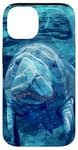 Coque pour iPhone 14 Save The Manatee Crystal River FL Bleu abstrait rayé