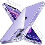 Coque Transparente pour iPhone 12 (6,1") et 2 Verres Trempé Film Protection Ecra