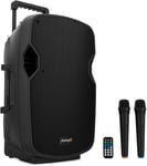 Denver 12-Haut-Parleur Active 12"-Puissance 200W-Enceinte Amplifié-Connexion Usb/Sd-Haut-Parleur Bluetooth-Comprend Des Roulettes + 2 Microphones À Main-Batterie De 6 Heures