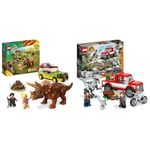 LEGO 76959 Jurassic Park Triceratops Research Dinosaur Toy Set with Ford Explorer Car and Dino Figure & 76946 Jurassic World Blue and Beta Velociraptor Capture with Truck and 2 Dinosaur Toys for Kids