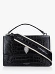 Kurt Geiger London Shoreditch 1963 Croc-Look Leather Cross Body Bag, Black