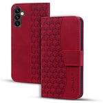 Vaitasy Coque pour Samsung Galaxy A15 Étui Haute Qualité Cuir PU Magnétique Protection Housse avec Fente pour Carte pour Galaxy A15 - Rouge