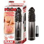 Ram Vibrating 3" Penis Length Extender Sheath Black Ribbed Cock Sleeve Bullet