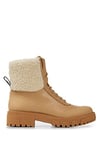 HUGO Femmes Axel LaceFur B-N Bottines en cuir nappa avec bord en fourrure synthétique