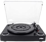 Jam Play - Platine Vinyle, Tourne-disques avec haut-parleurs intégrés– 33, 45, 78 tours - Son haute qualité, 3 vitesses - USB, AUX, Audio RCA, Cache anti-poussière