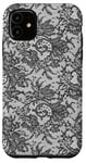 Coque pour iPhone 11 Dentelle noire vintage avec fleurs