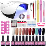 Coscelia Kit Manucure Lampe Uv/Led Usb 36 W Sèche-Ongles + 10pc Gel Vernis Semi Permanent A Ongle Soak Off Polish Gel Nail Art