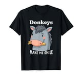 Donkeys Make Me Smile Donkey Lover Cute Farm Animals T-Shirt