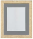 FRAMES BY POST Deep Grain Picture Photo Frame, Recycled Plastic, Light Brown with Dark Grey Mount, 8 x 6 Image Size 6 x 4 Inch