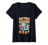 Womens Retro Gamer Goat Game Lover Streaming Gaming retro V-Neck T-Shirt