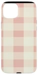 Coque pour iPhone 15 Plus Motif damier rose et beige rétro